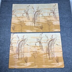 Vtg 70s Vera Neumann Burlington Pillowcases SET of 2 Prairie Desert 20.5x31 RARE
